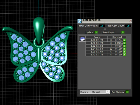 Diamond Butterfly Pendant 3D Printable Model 3D Print Model