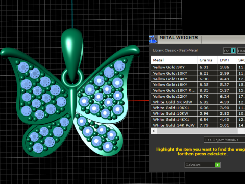 Подвеска с бриллиантовой бабочкой 3D модель для печати 3D Принт Модель