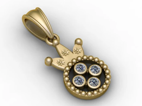 Crown-Shaped Pendant 3D Printable Model 3D Print Model