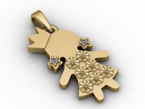 Gold Girl Pendant 3D Printable Model 3D Print Model