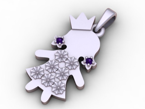 Gold Girl Pendant 3D Printable Model 3D Print Model