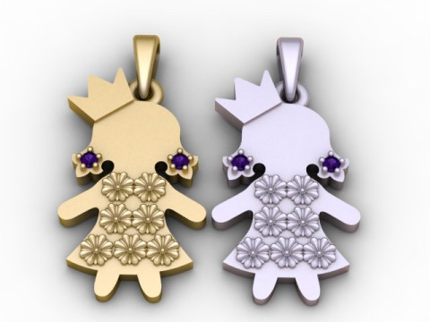 Gold Girl Pendant 3D Printable Model 3D Print Model