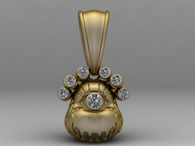 귀여운 외계인 펜던트 3D 인쇄 가능한 모델 3D 프린트 모델 .c4d .max .obj .3ds .fbx .stl .blend 