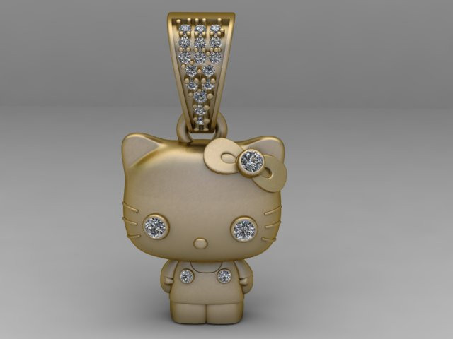 Modello stampabile 3D con ciondolo gatto ragazza carina Modello di stampa 3D .c4d .max .obj .3ds .fbx .stl .blend 