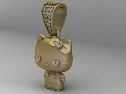 Modello stampabile 3D con ciondolo gatto ragazza carina Modello di stampa 3D