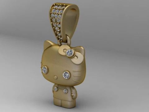 Cute Girl Cat Pendant 3D Printable Model 3D Print Model
