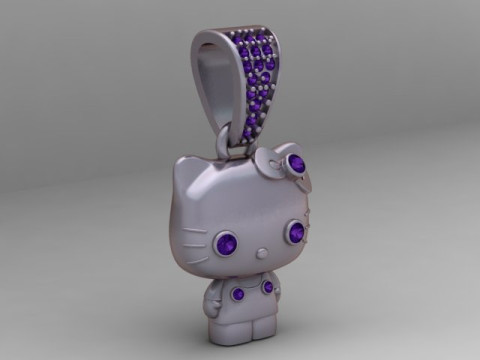 Modello stampabile 3D con ciondolo gatto ragazza carina Modello di stampa 3D