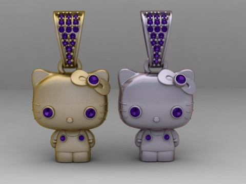 Modello stampabile 3D con ciondolo gatto ragazza carina Modello di stampa 3D