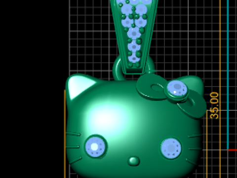 Modello stampabile 3D con ciondolo gatto ragazza carina Modello di stampa 3D