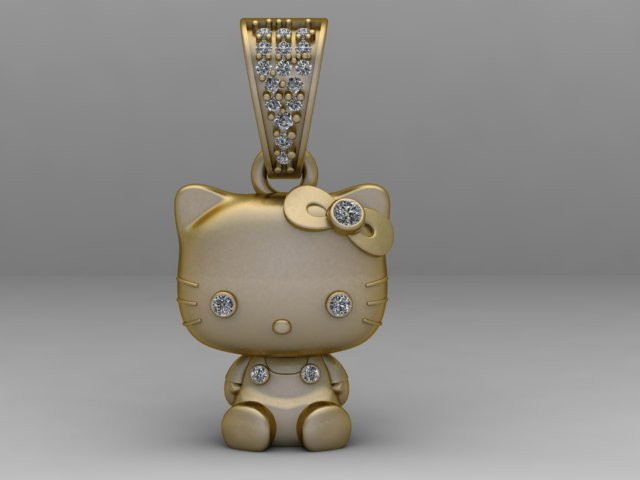 Colgante de Hello Kitty con halo de diamantes modelo imprimible en 3D Modelo de impresión 3D .c4d .max .obj .3ds .fbx .stl .blend