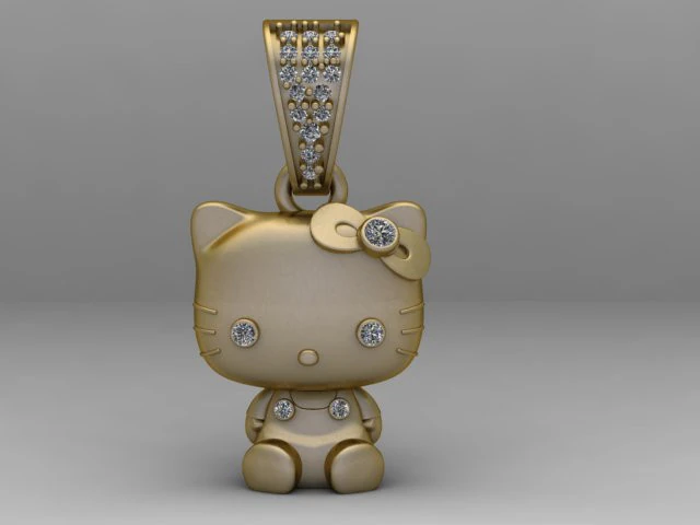 Diamond Halo Hello Kitty Pendant 3D Printable Model 3D Print Model .c4d .max .obj .3ds .fbx .stl .blend 
