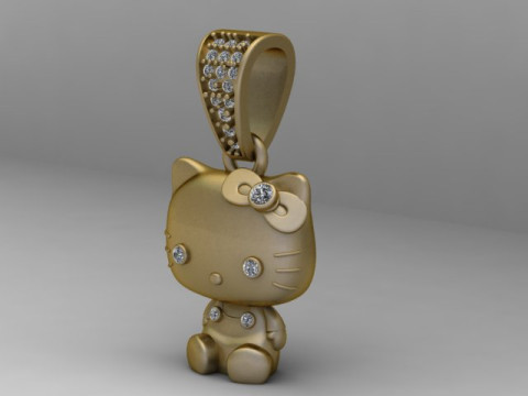 Colgante de Hello Kitty con halo de diamantes modelo imprimible en 3D Modelo de impresión 3D