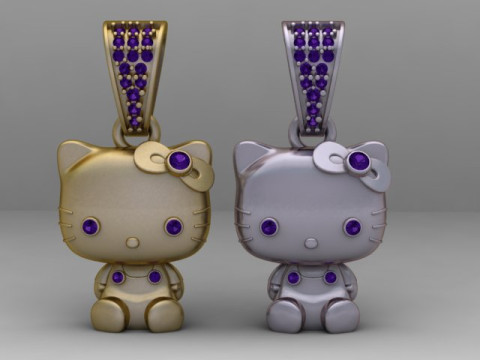 Colgante de Hello Kitty con halo de diamantes modelo imprimible en 3D Modelo de impresión 3D