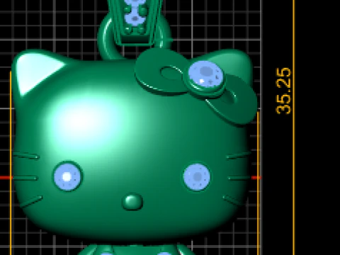 Diamond Halo Hello Kitty Pendant 3D Printable Model 3D Print Model