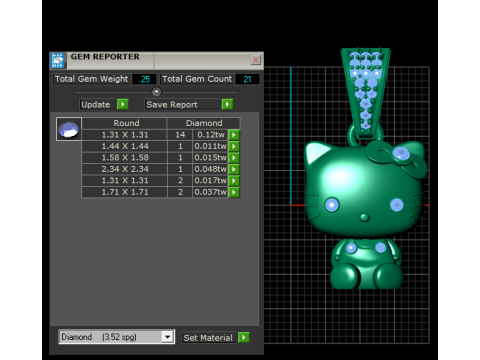 Colgante de Hello Kitty con halo de diamantes modelo imprimible en 3D Modelo de impresión 3D