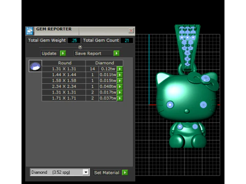 Diamond Halo Hello Kitty Pendant 3D Printable Model 3D Print Model
