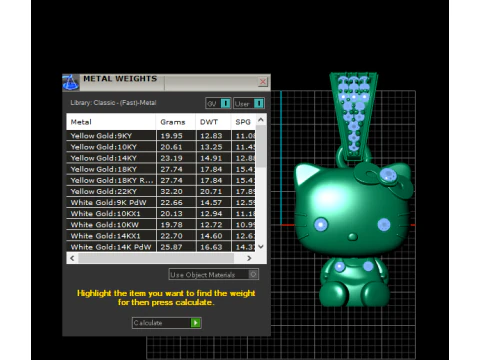 Diamond Halo Hello Kitty Pendant 3D Printable Model 3D Print Model