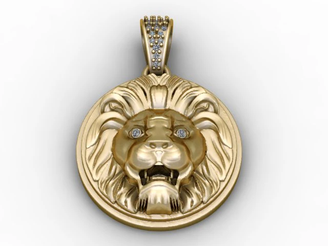Golden Lion Face Pendant 3D Printable Model 3D Print Model .c4d .max .obj .3ds .fbx .stl .blend 