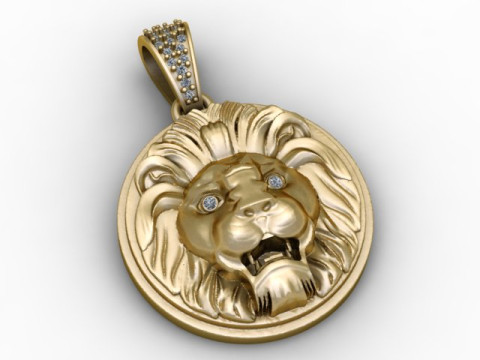 Wisiorek z twarzą złotego lwa Model do druku 3D Model do druku 3D