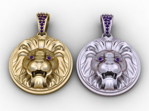 Wisiorek z twarzą złotego lwa Model do druku 3D Model do druku 3D