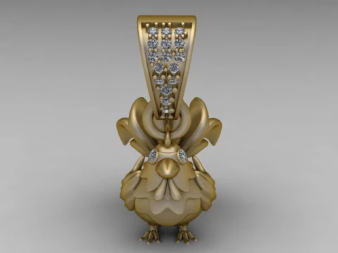 Modello stampabile 3D con ciondolo gallo dorato Modello di stampa 3D