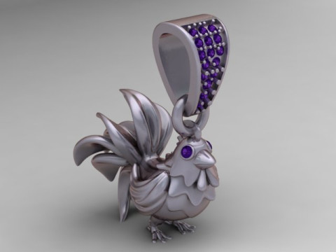 Model Cetak 3D Liontin Ayam Emas Model Cetak 3D