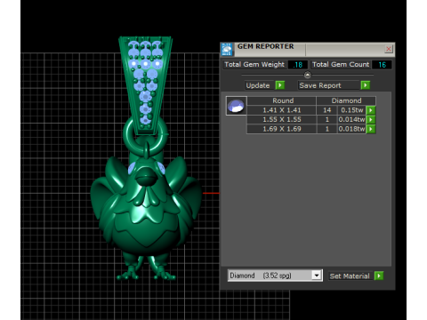 Model Cetak 3D Liontin Ayam Emas Model Cetak 3D