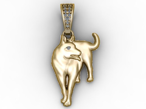 Modèle imprimable en 3D de pendentif chien doré Modèles 3D en vedette