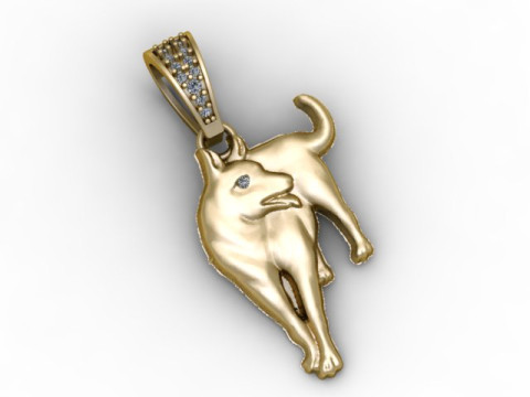 Golden Dog Pendant 3D Printable Model 3D Print Model