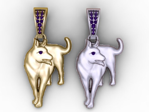 Golden Dog Pendant 3D Printable Model 3D Print Model