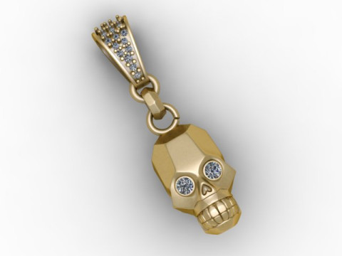 황금 해골 얼굴 펜던트 3D 인쇄 가능한 모델 3D 프린트 모델