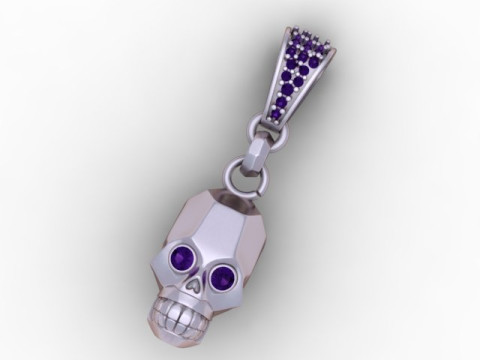 황금 해골 얼굴 펜던트 3D 인쇄 가능한 모델 3D 프린트 모델