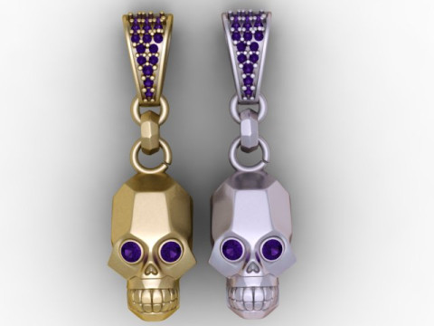 황금 해골 얼굴 펜던트 3D 인쇄 가능한 모델 3D 프린트 모델