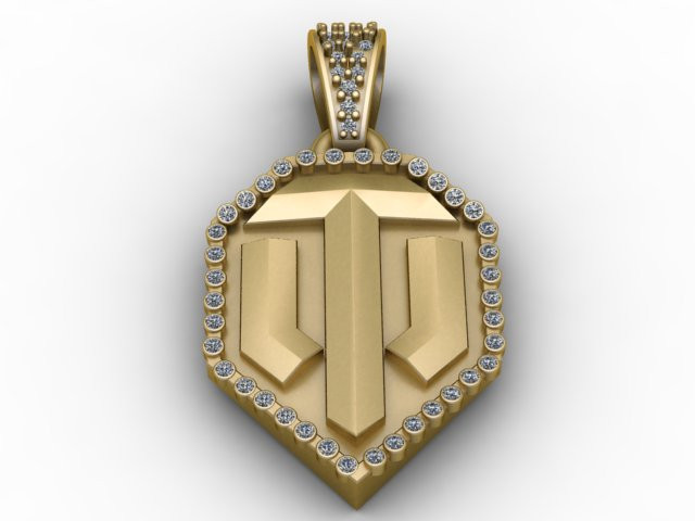 Goldener T-Alphabet-Anhänger, 3D-druckbares Modell 3D Druckmodell .c4d .max .obj .3ds .fbx .stl .blend 