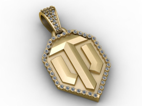 Goldener T-Alphabet-Anhänger, 3D-druckbares Modell 3D Druckmodell