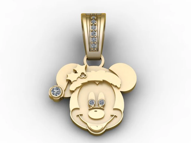 Golden Santa Mickey Mouse Pendant 3D Printable Model 3D Print Model .c4d .max .obj .3ds .fbx .stl .blend