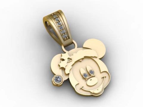 Golden Santa Mickey Mouse Pendant 3D Printable Model 3D Print Model