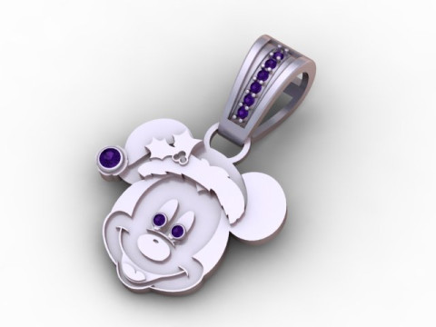 Model Cetak 3D Liontin Santa Mickey Mouse Emas Model Cetak 3D