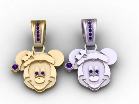 Golden Santa Mickey Mouse Pendant 3D Printable Model 3D Print Model