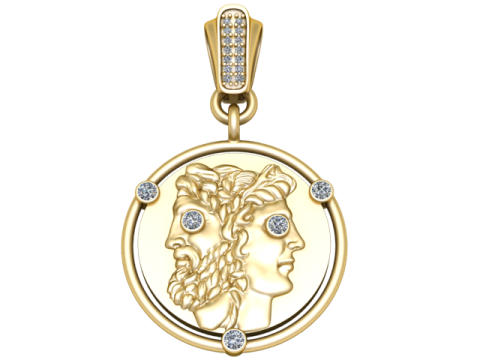 Modèle imprimable en 3D de pendentif pièce de monnaie double face Modèles 3D en vedette