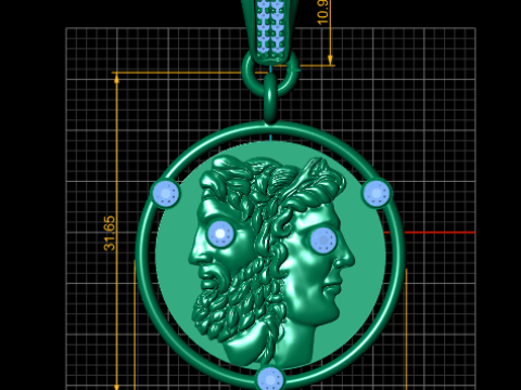 双面硬币吊坠 3D 打印模型 3D 打印模型