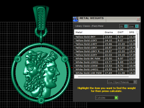 双面硬币吊坠 3D 打印模型 3D 打印模型