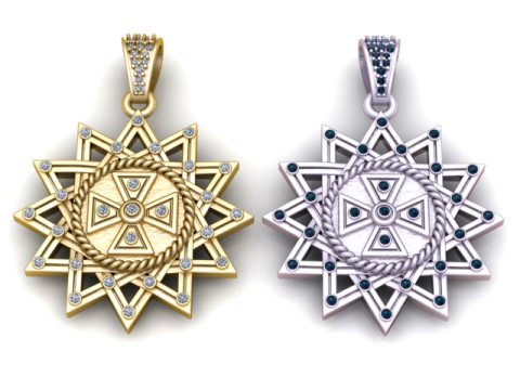 Modelo para impressão 3D com pingente de cruz com padrão de estrela Modelo de Impressão 3D