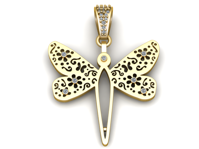 Colgante de libélula modelo imprimible en 3D Modelo de impresión 3D .c4d .max .obj .3ds .fbx .stl .blend 