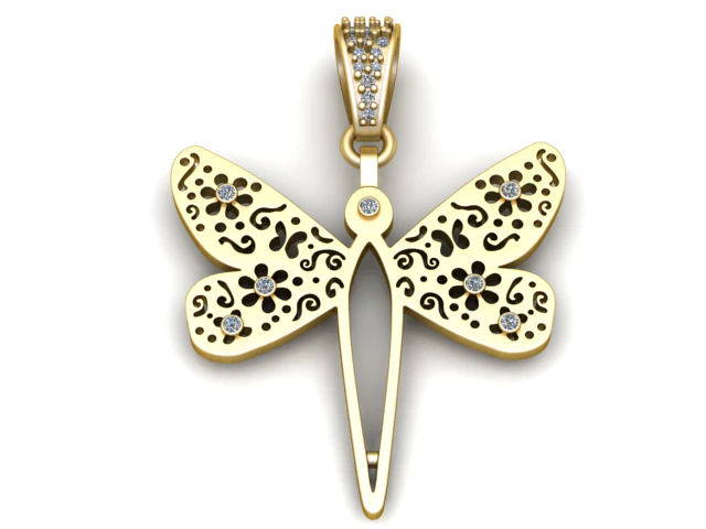 Dragonfly Pendant 3D Printable Model 3D Print Model .c4d .max .obj .3ds .fbx .stl .blend 