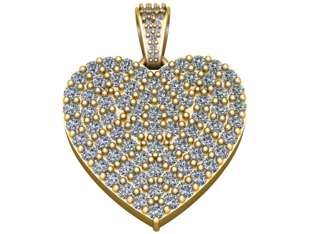 Diamond Heart Pendant 3D Printable Model 3D Print Model .c4d .max .obj .3ds .fbx .stl .blend 