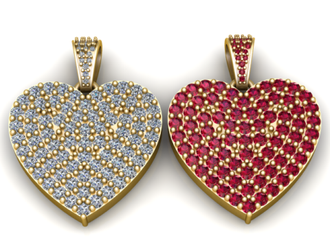 Кулон с бриллиантовым сердцем 3D модель для печати 3D Принт Модель