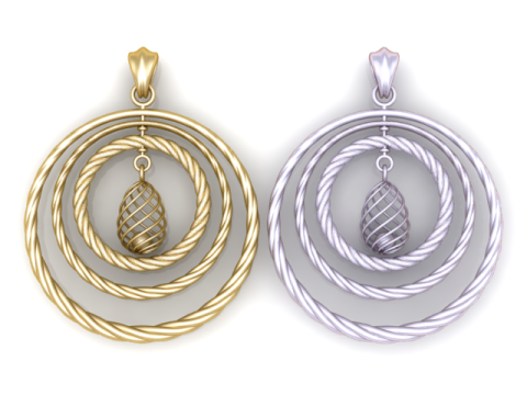 金色螺旋和谐吊坠 3D 可打印模型 3D 打印模型