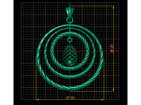 金色螺旋和谐吊坠 3D 可打印模型 3D 打印模型