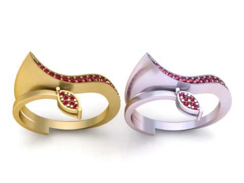Golden Curve Ruby Ring 3D Printable Model 3D Print Model